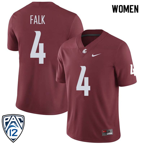 Women #4 Luke Falk Washington State Cougars College Football Jerseys Sale-Crimson